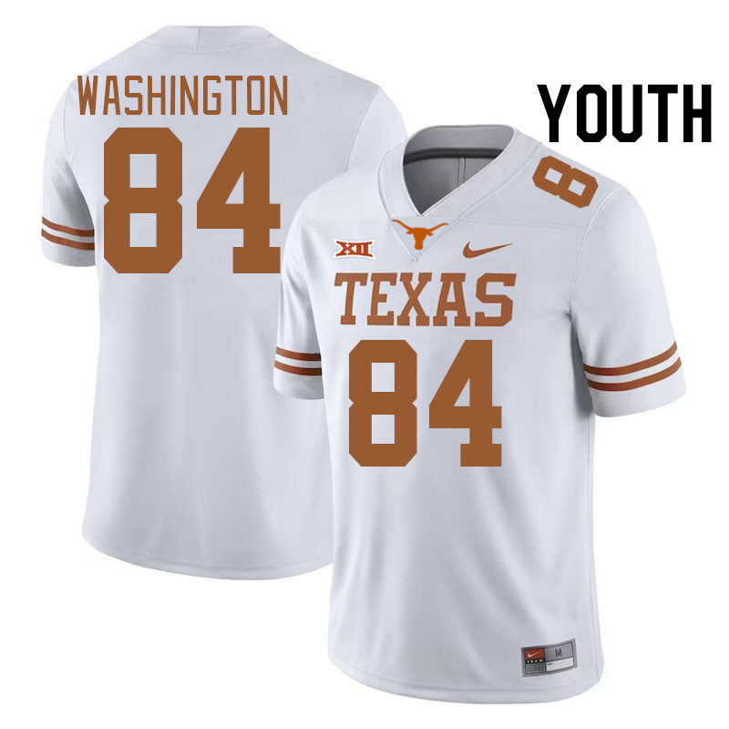 Youth #84 Jordan Washington Texas Longhorns College Football Jerseys Stitched-White